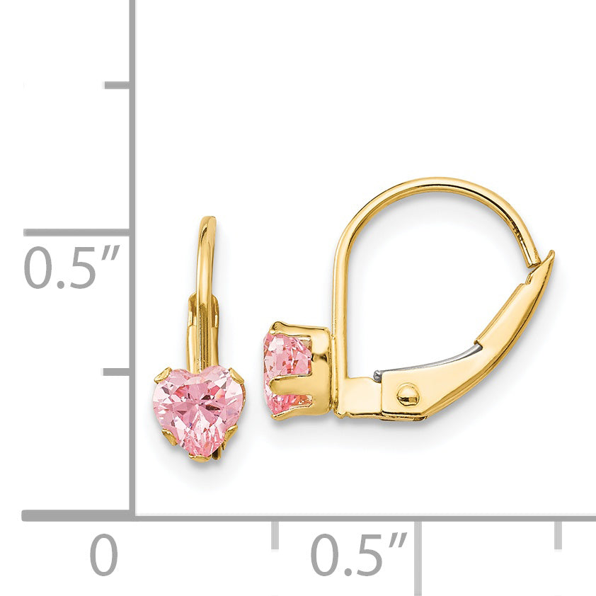 14k Madi K Leverback 4mm Pink CZ Earrings