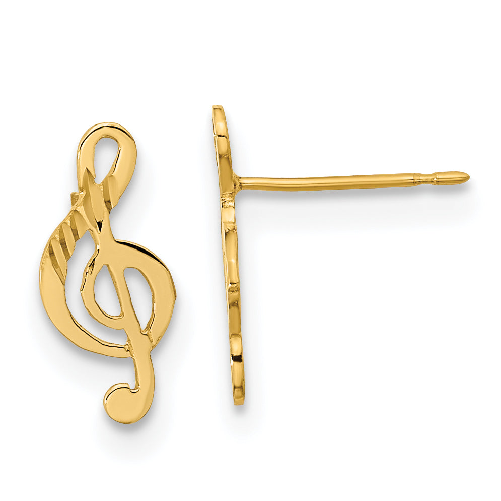 14k Madi K Polished Musical Note Post Earrings