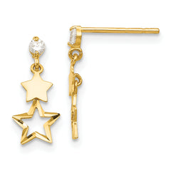 14k Madi K CZ Polished Star Post Dangle Earrings