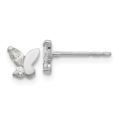 14k White Gold Madi K CZ Butterfly Post Earrings