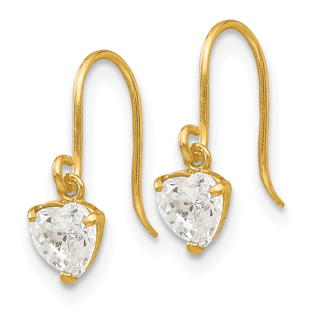 14k Madi K CZ Children's Heart Dangle Earrings