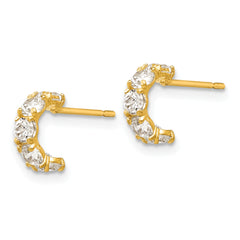 14K Gold Children's CZ Five Stone Hoop Earrings  Polished, Nickel-Free