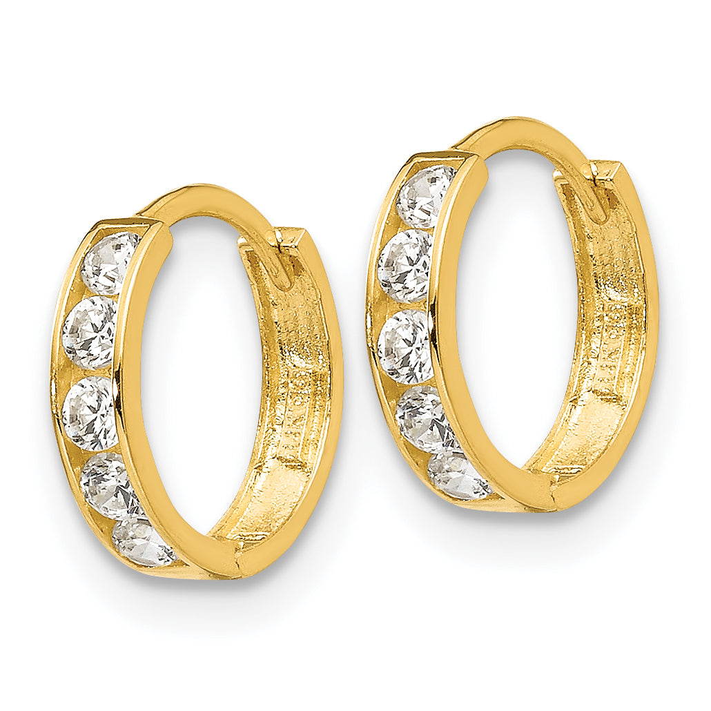 14k Madi K CZ Children's Hinged Hoop Earrings