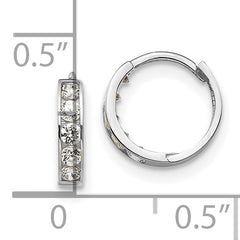 14k White Gold Madi K CZ Children's Hinged Hoop Earrings