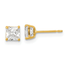 14k Madi K 4mm Square CZ Basket Set Stud Earrings