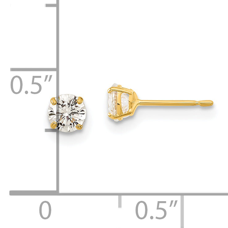 14k Madi K 4mm Round CZ Basket Set Stud Earrings