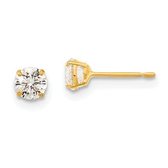 14k Madi K 4mm Round CZ Basket Set Stud Earrings