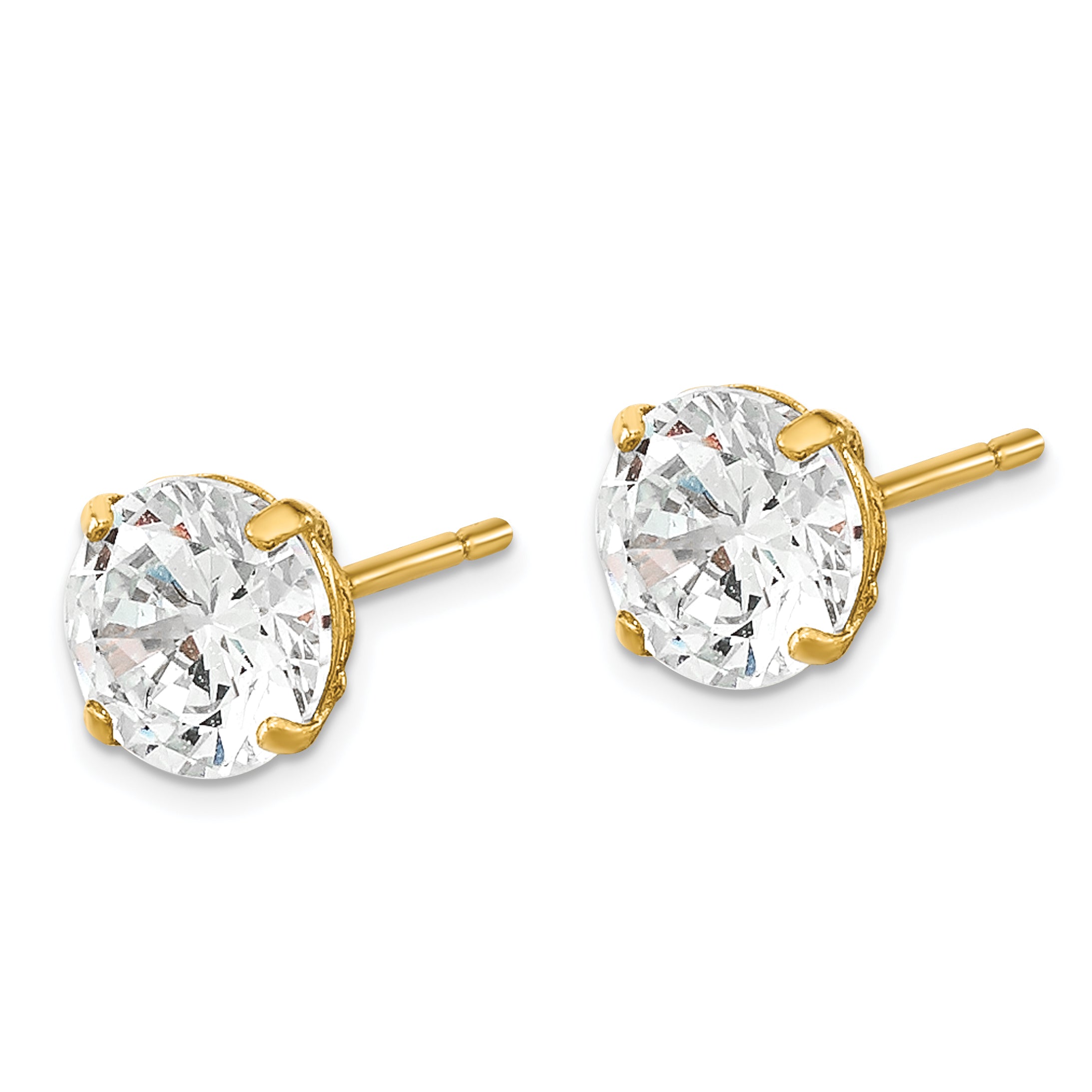 14k Madi K 5mm Round CZ Basket Set Stud Earrings