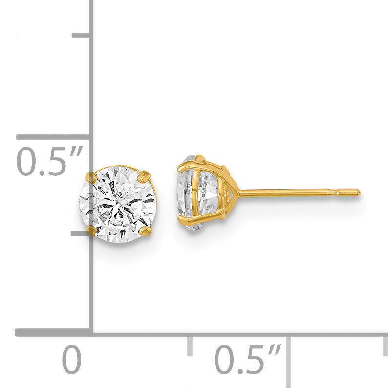 14k Madi K 5mm Round CZ Basket Set Stud Earrings