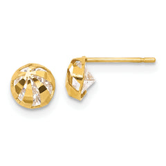 14k Madi K CZ D/C Children's Half Round Ball Post Earrings