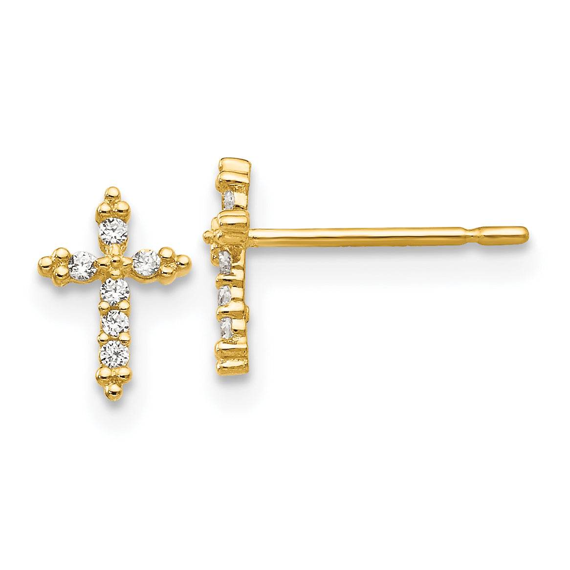 14k Madi K CZ Children's Cross Post Earrings