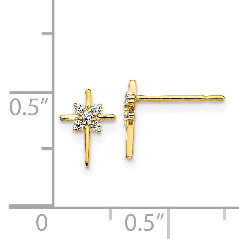 14k Madi K CZ Children's Cross Post Earrings