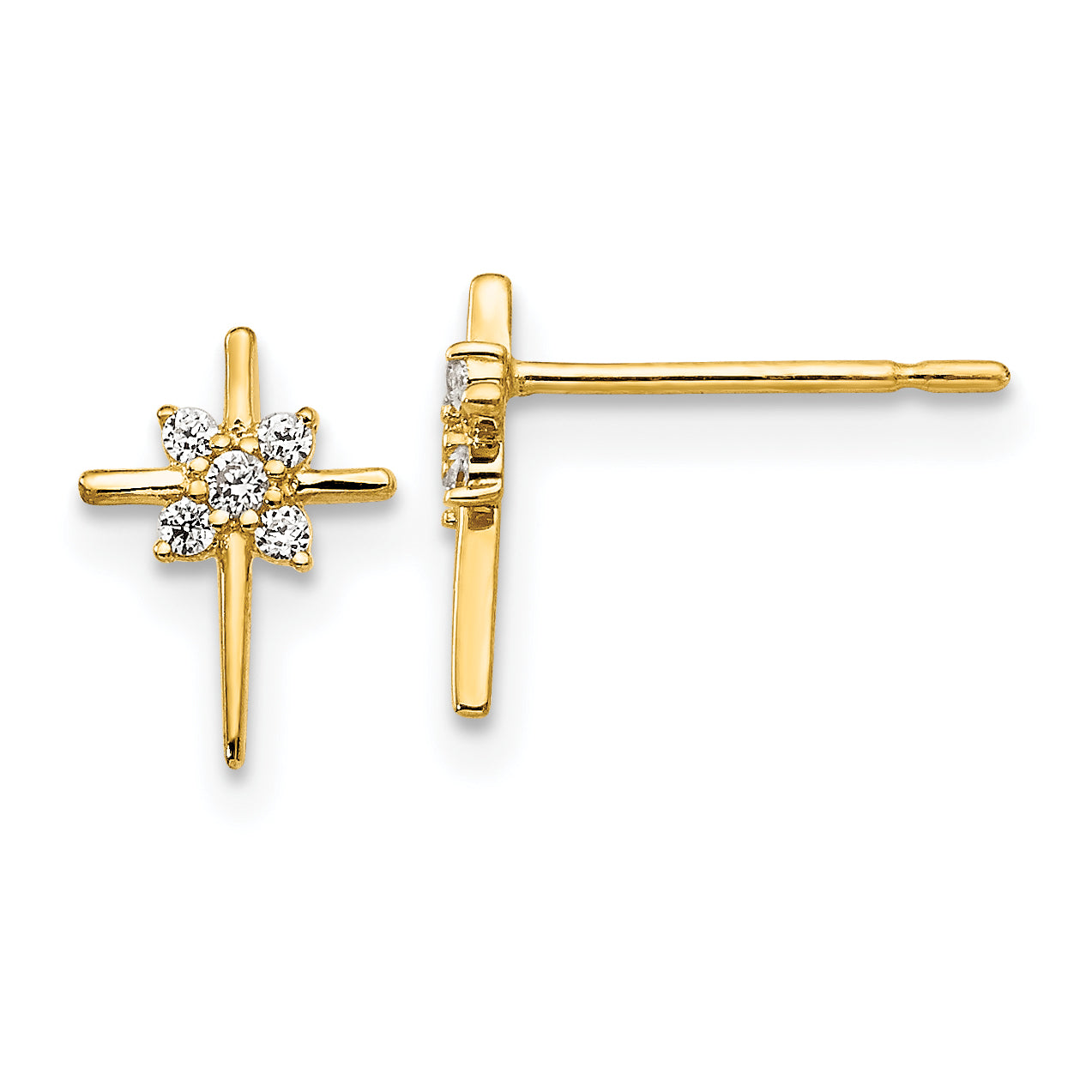 14k Madi K CZ Children's Cross Post Earrings