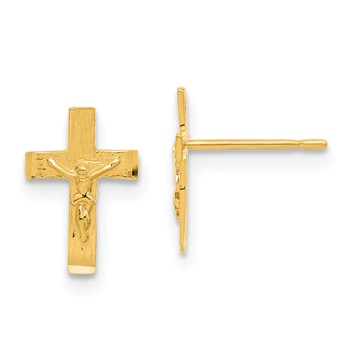 14k Madi K D/C Children's Crucifix Post Earrings