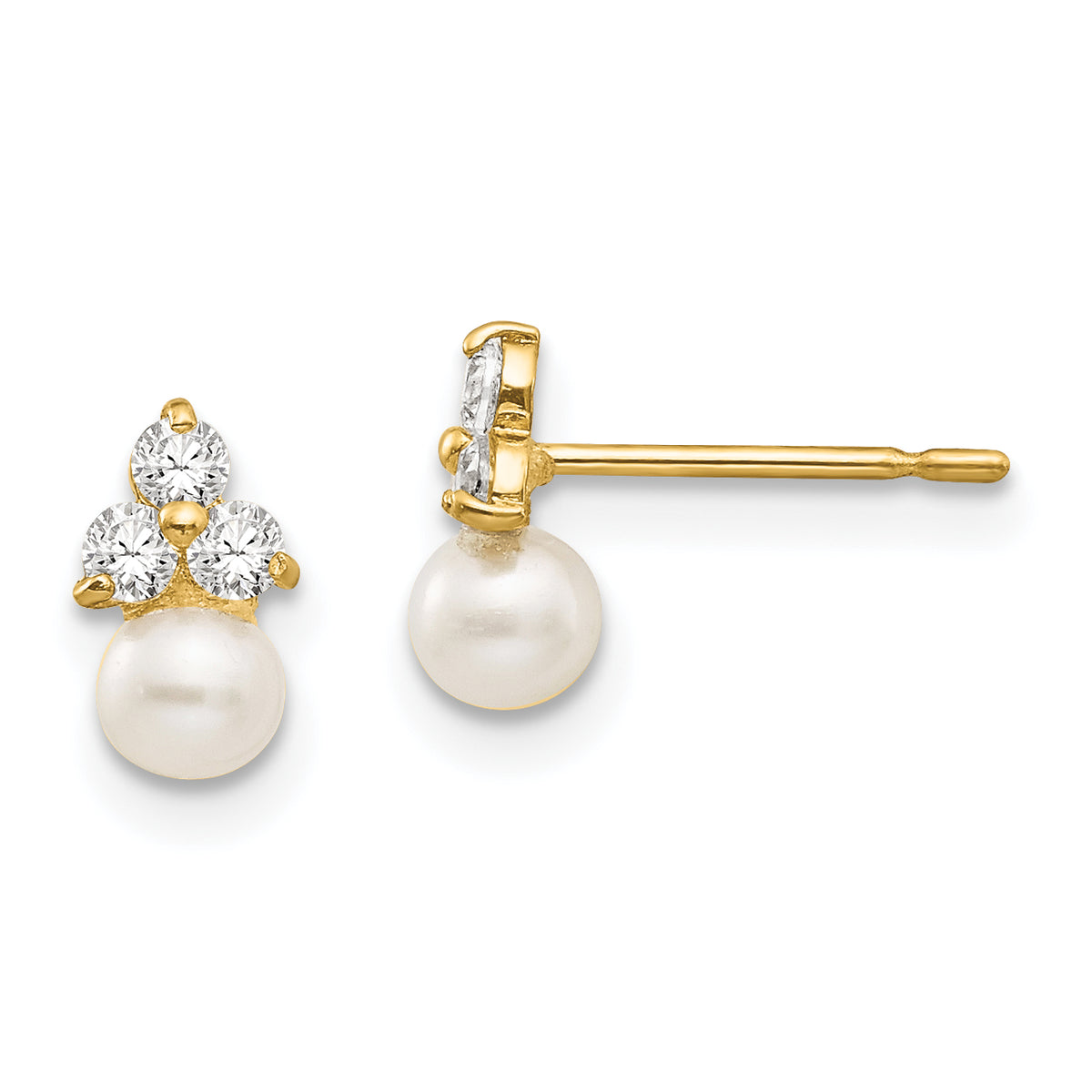 14k Madi K CZ and FW Cultured Pearl Post Earrings