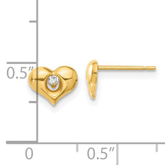 14k Madi K CZ Children's Heart Post Earrings