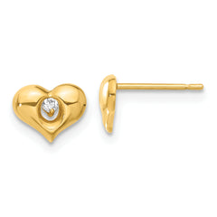 14k Madi K CZ Children's Heart Post Earrings