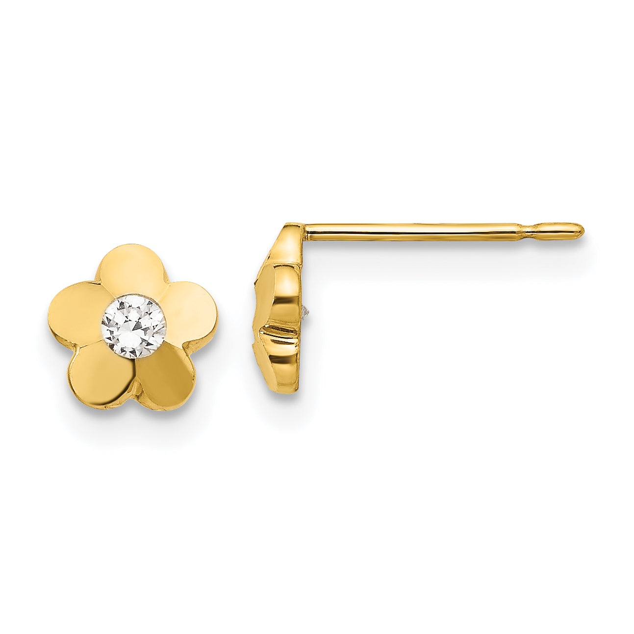 14k Madi K CZ D/C Children's Flower Post Earrings