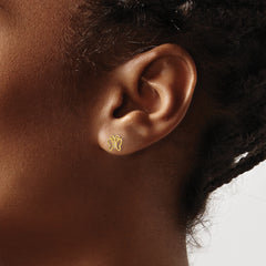 14K Gold Butterfly Earrings for Girls with CZ Stones and Polished Finish