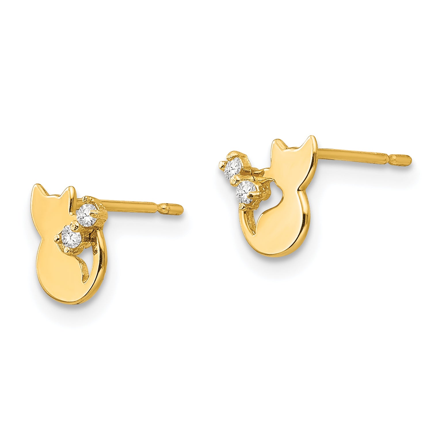 14k Madi K CZ Children's Cat Post Earrings