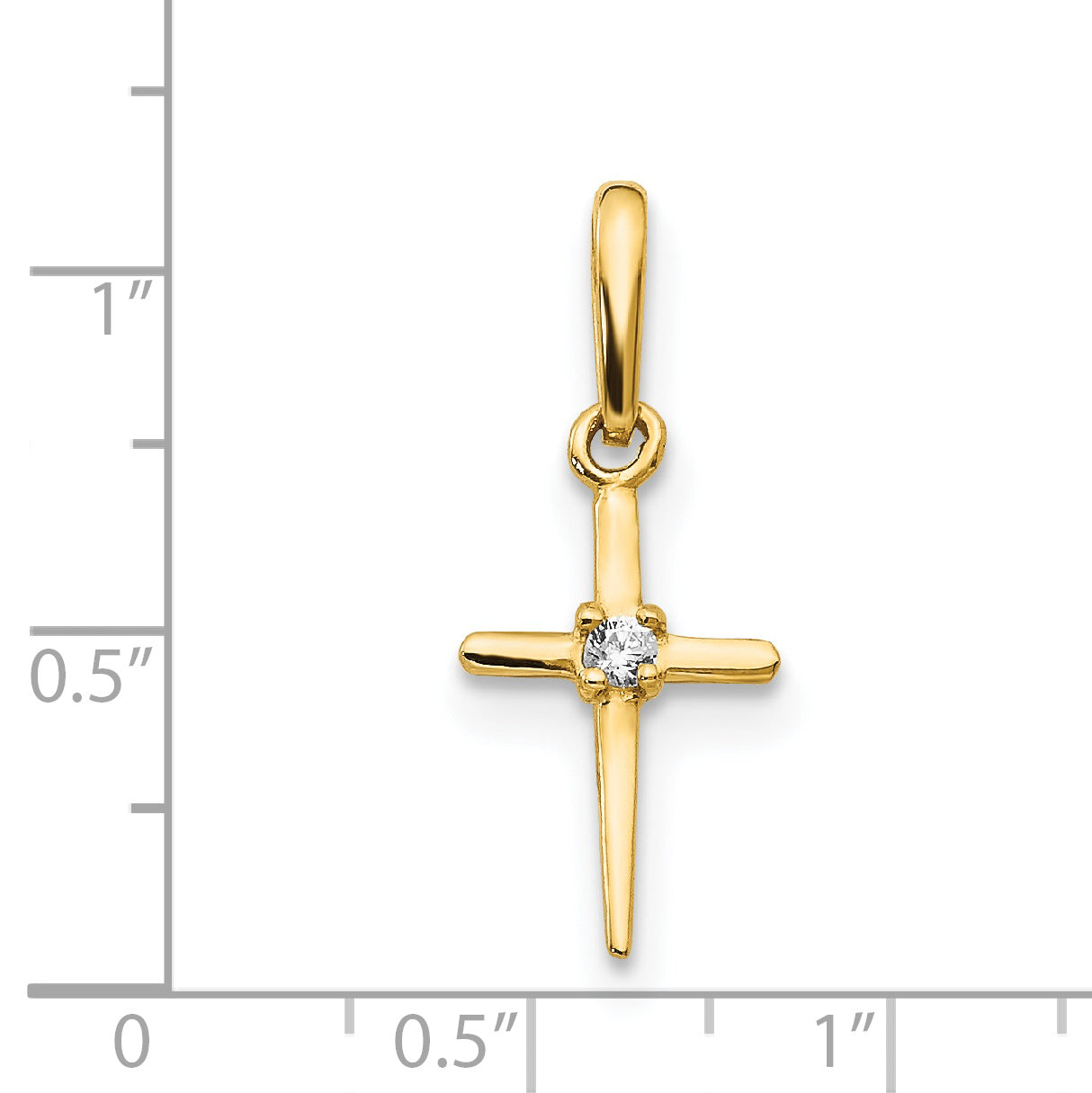 14K Gold Children's Cross Pendant with Cubic Zirconia Elegant and Durable