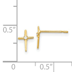 14k Madi K CZ Children's Cross Post Earrings