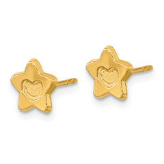 14k Madi K Satin and Polished Heart in Star Post Earrings