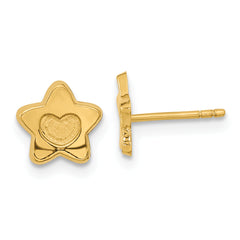 14k Madi K Satin and Polished Heart in Star Post Earrings