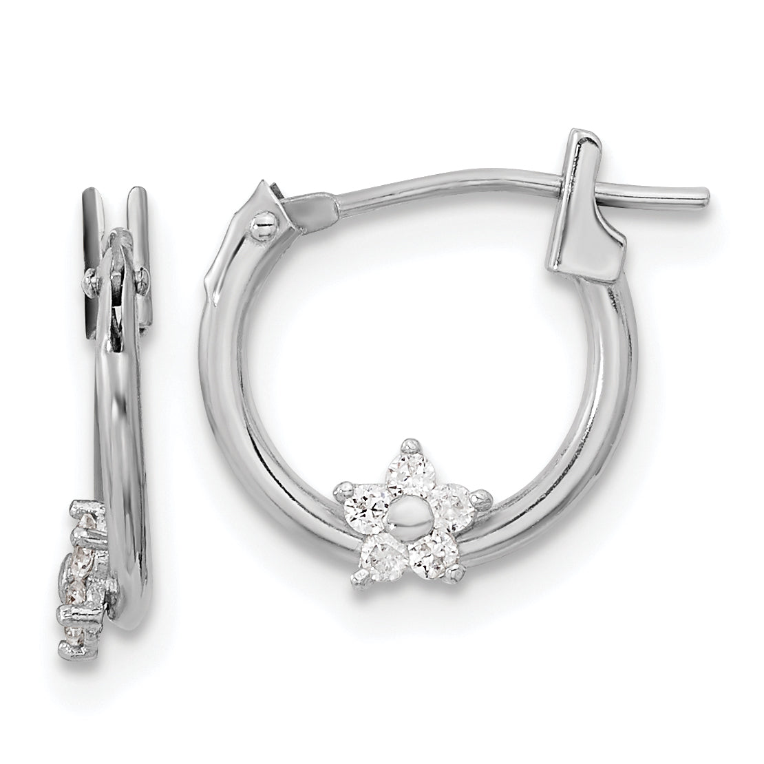 14k White Gold Madi K Polished CZ Star Hoops