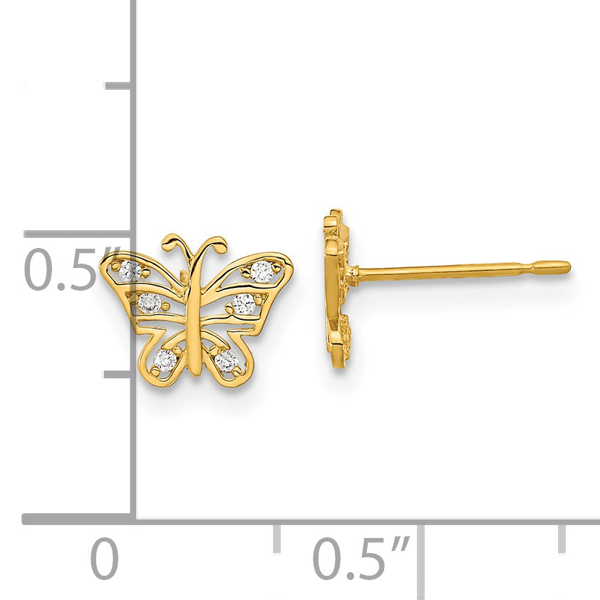 14k Madi K Kids CZ Butterfly Post Earrings