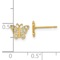 14k Madi K Kids CZ Butterfly Post Earrings