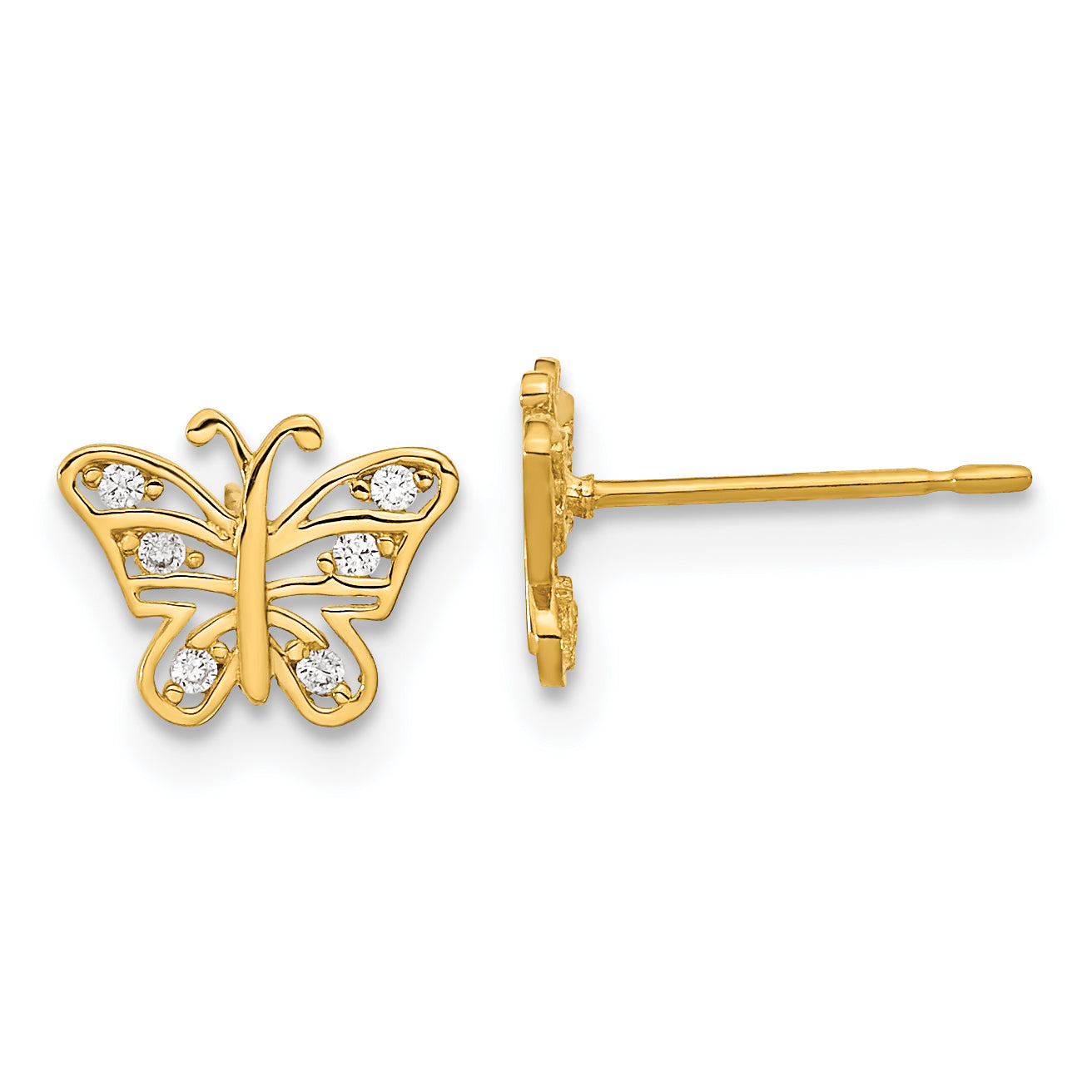 14k Madi K Kids CZ Butterfly Post Earrings