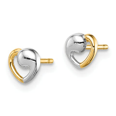 14k Madi K & White Rhodium Heart Post Earrings