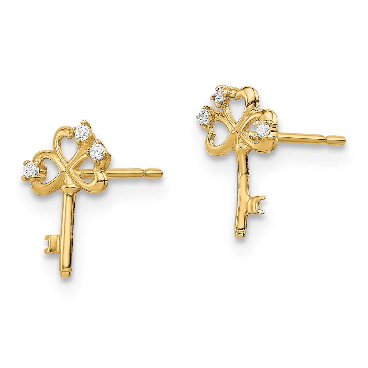 14k Madi K CZ Key Post Earrings