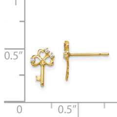 14k Madi K CZ Key Post Earrings