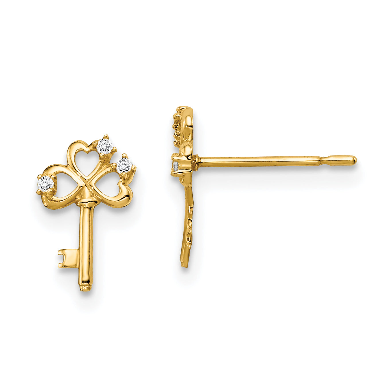 14k Madi K CZ Key Post Earrings