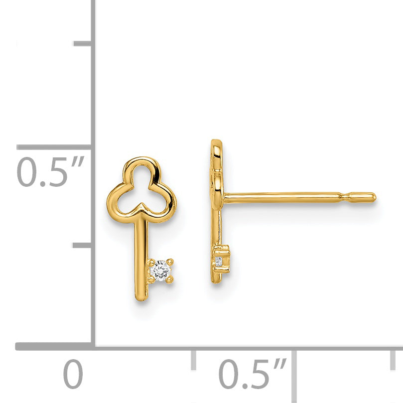 14k Madi K CZ Key Post Earrings