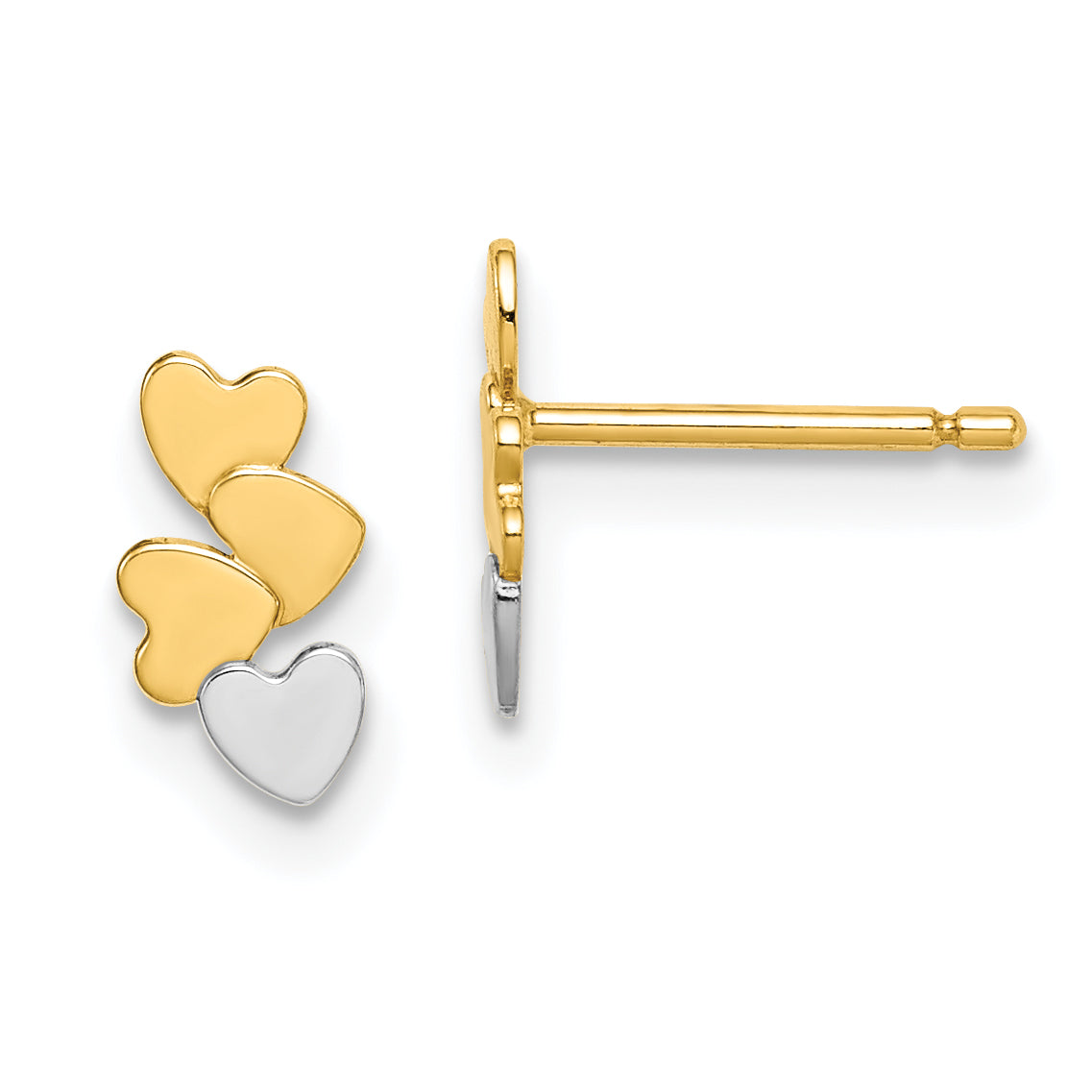 14k Madi K & White Rhodium Hearts Post Earrings