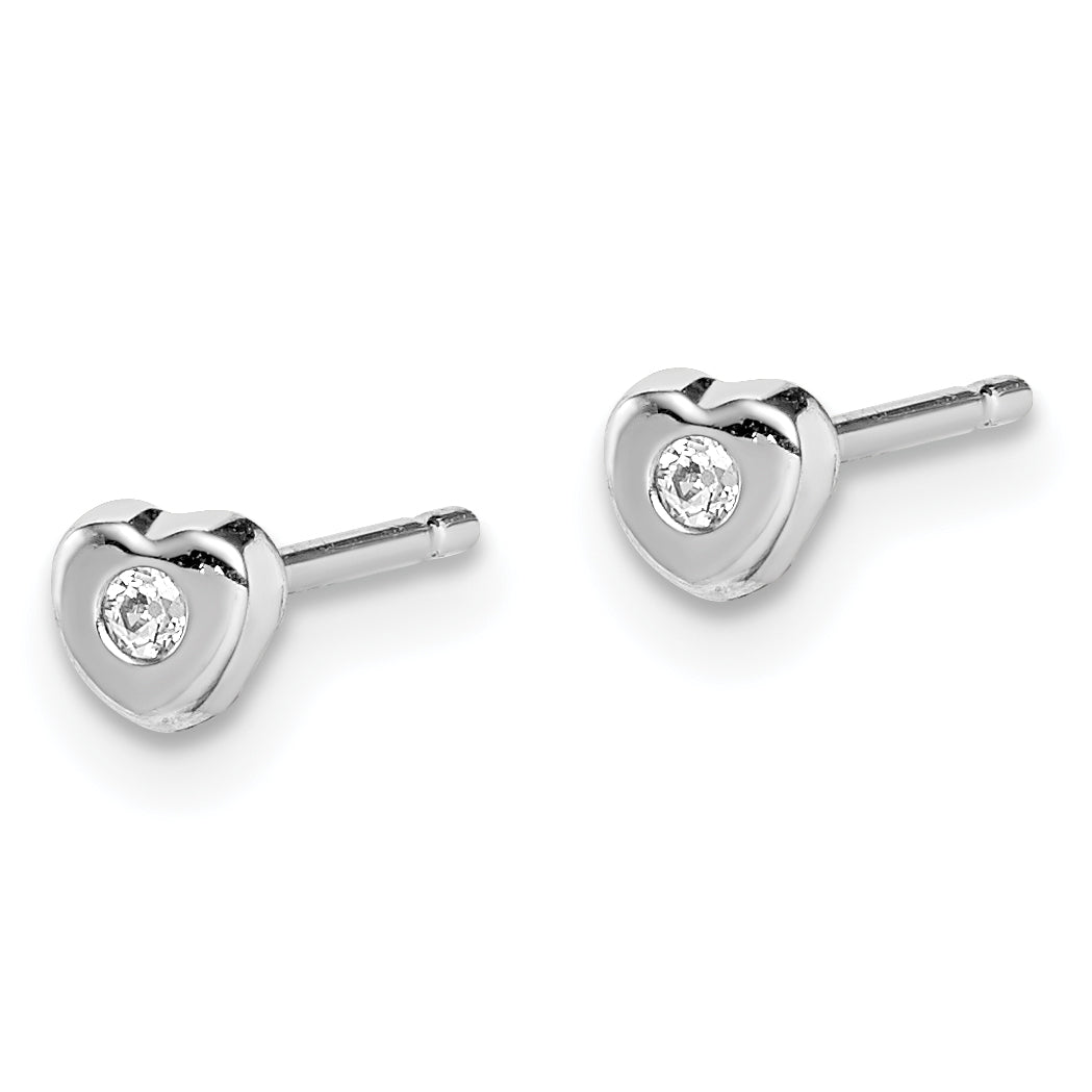 14k Madi K White Gold CZ Heart Post Earrings