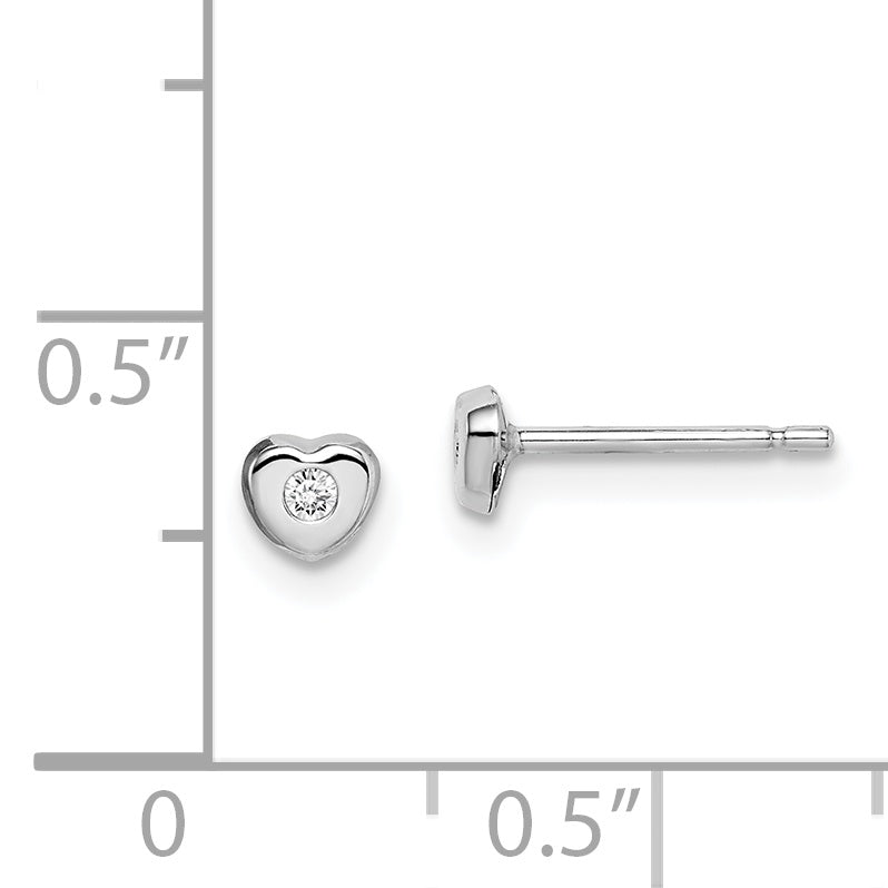 14k Madi K White Gold CZ Heart Post Earrings