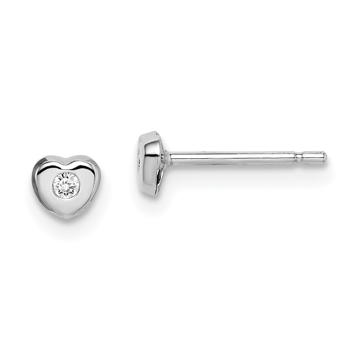 14k Madi K White Gold CZ Heart Post Earrings