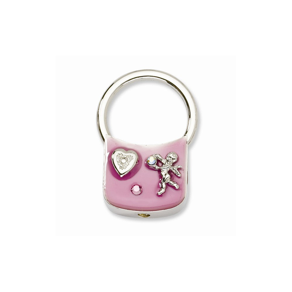 Silver-tone Angel With Crystals Pink Enamel Key Fob