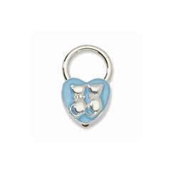 Silver-tone Cats With  Crystals Aqua Enamel Key Fob