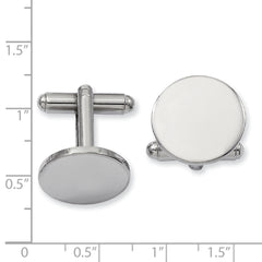 Kelly Waters Rhodium-plated Polished Round Engravable Cuff Links