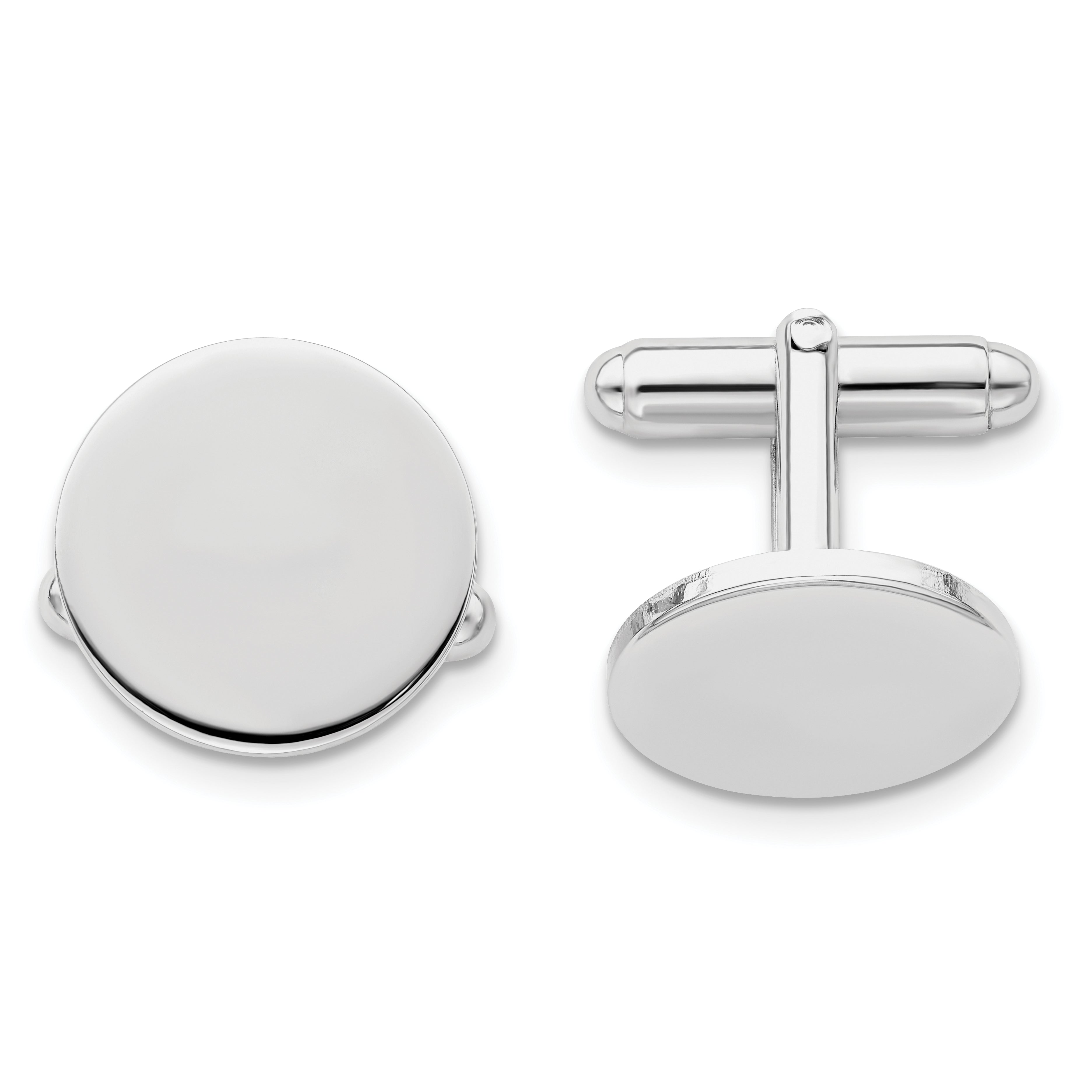 Kelly Waters Rhodium-plated Polished Round Engravable Cuff Links