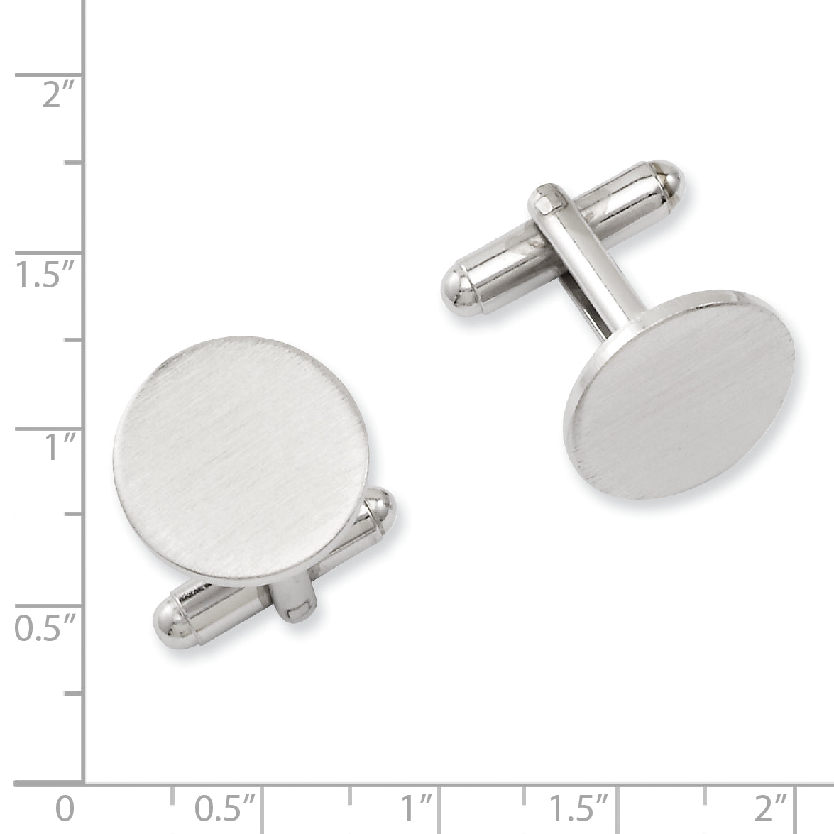 Kelly Waters Rhodium-plated Satin Round Engravable Cuff Links