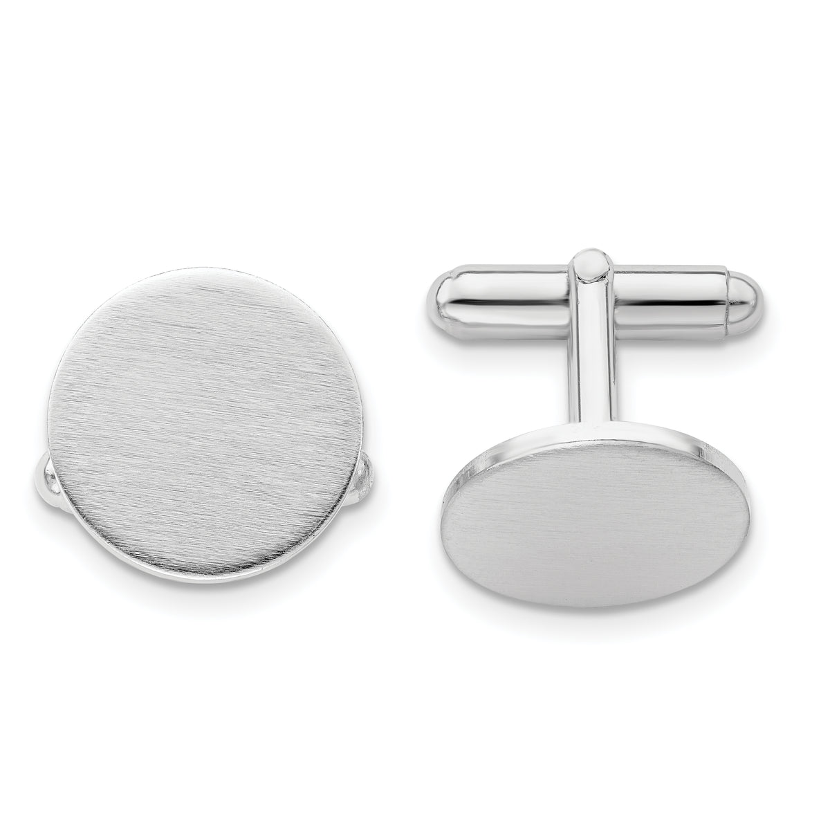 Kelly Waters Rhodium-plated Satin Round Engravable Cuff Links