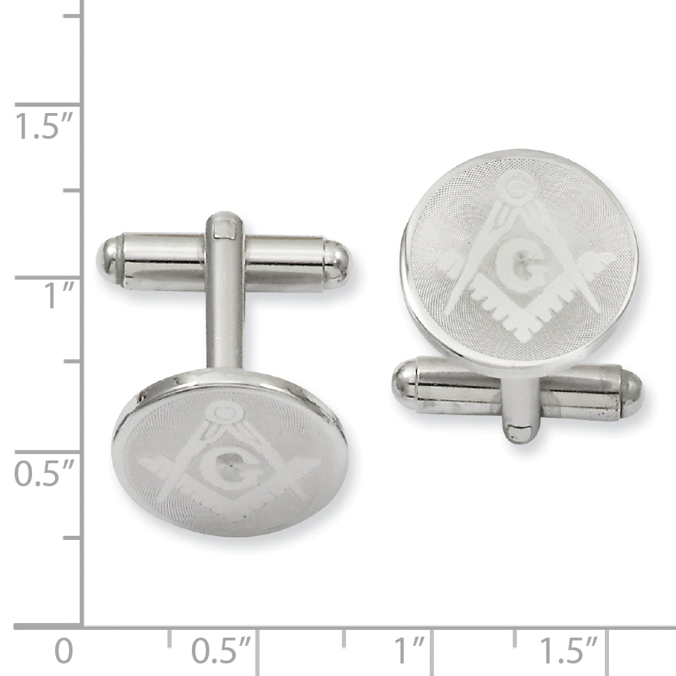 Kelly Waters Rhodium-plated Round Masonic Cuff Links