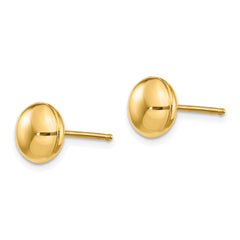 14K Gold Polished 8mm Button Earrings with Post Back Elegant Design