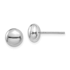 14k White Polished 8mm Button Post Earrings